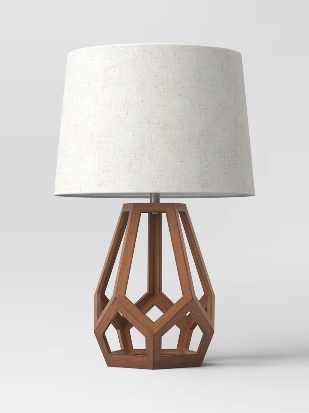 Large Wood Geo Assembled Table Lamp Brown - Threshold No Assembly, UL Listed, Co